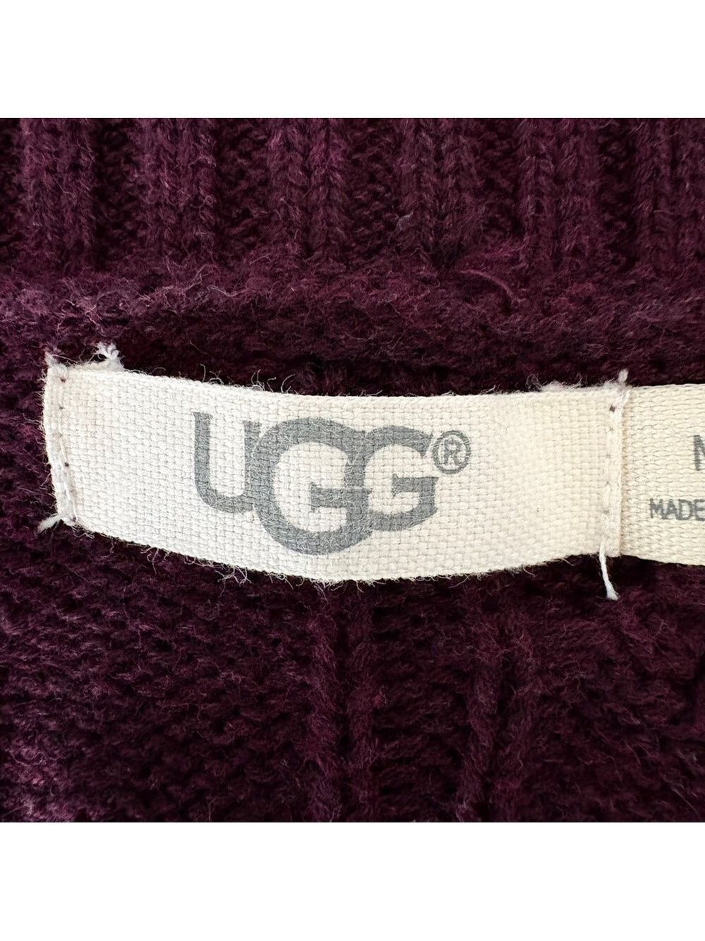 UGG Dark Plum Knit Long Cardigan M/L Pointelle Sweater Dark Academia, Vampi - Picture 10 of 11